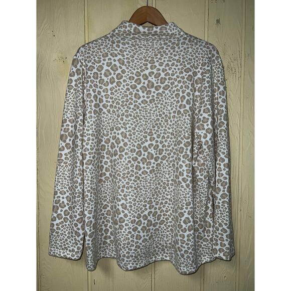 2X Vegan Cashmere Snow Leopard Ultra Soft SWEATER Mockneck Emily Daniels NEW - Picture 4 of 7